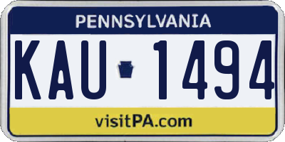 PA license plate KAU1494