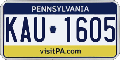 PA license plate KAU1605