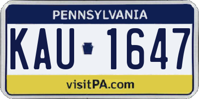 PA license plate KAU1647