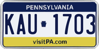 PA license plate KAU1703