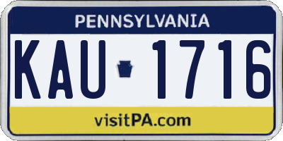 PA license plate KAU1716