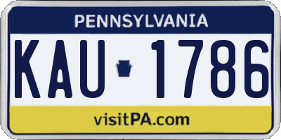 PA license plate KAU1786