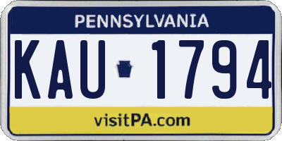PA license plate KAU1794