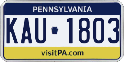 PA license plate KAU1803