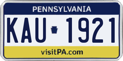 PA license plate KAU1921