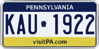 PA license plate KAU1922