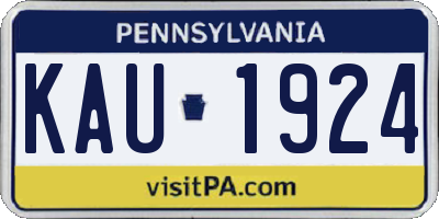 PA license plate KAU1924
