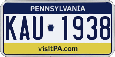 PA license plate KAU1938