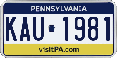 PA license plate KAU1981