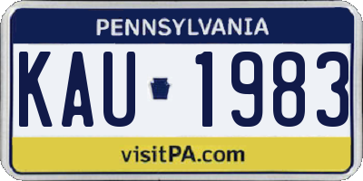 PA license plate KAU1983