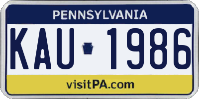 PA license plate KAU1986