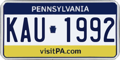 PA license plate KAU1992