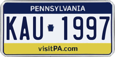PA license plate KAU1997