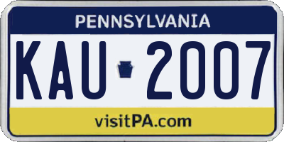 PA license plate KAU2007