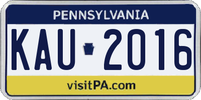 PA license plate KAU2016