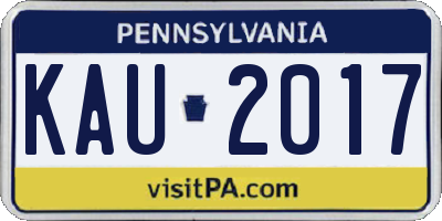 PA license plate KAU2017