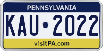 PA license plate KAU2022
