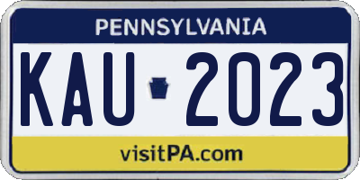 PA license plate KAU2023