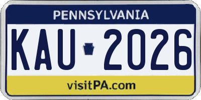 PA license plate KAU2026