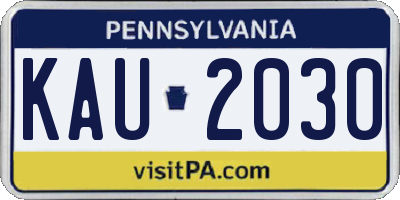 PA license plate KAU2030