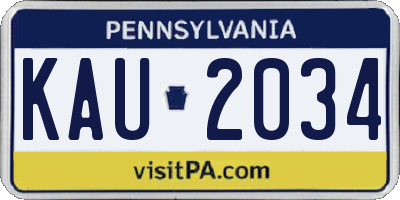 PA license plate KAU2034