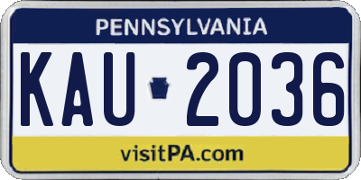 PA license plate KAU2036