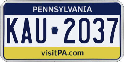 PA license plate KAU2037