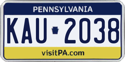 PA license plate KAU2038