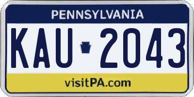 PA license plate KAU2043