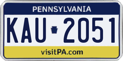 PA license plate KAU2051
