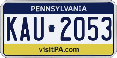 PA license plate KAU2053
