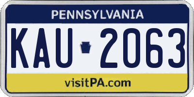 PA license plate KAU2063
