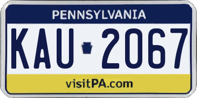 PA license plate KAU2067