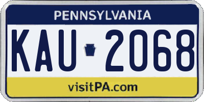PA license plate KAU2068