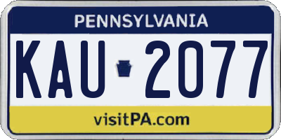 PA license plate KAU2077