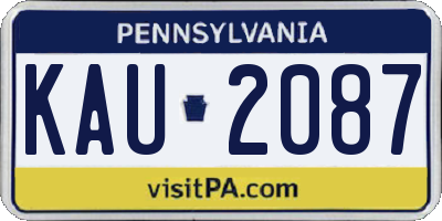 PA license plate KAU2087