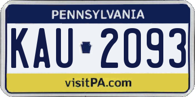 PA license plate KAU2093
