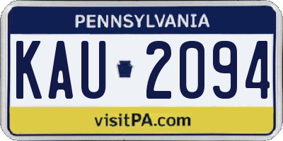 PA license plate KAU2094