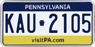 PA license plate KAU2105