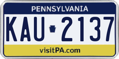 PA license plate KAU2137