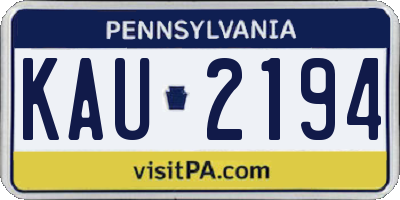 PA license plate KAU2194