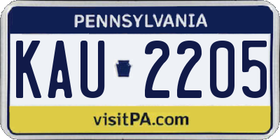 PA license plate KAU2205