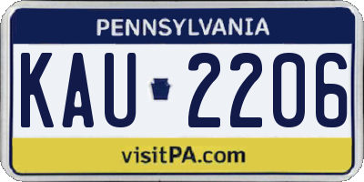 PA license plate KAU2206