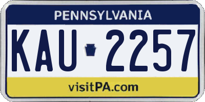 PA license plate KAU2257