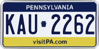 PA license plate KAU2262