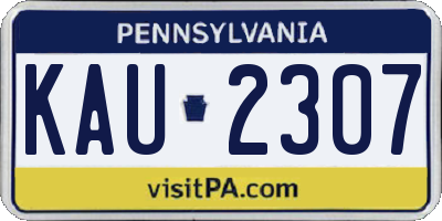 PA license plate KAU2307