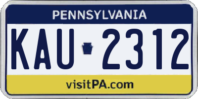 PA license plate KAU2312