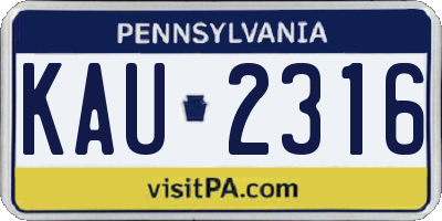 PA license plate KAU2316