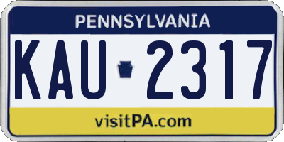 PA license plate KAU2317