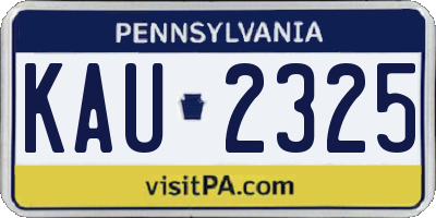 PA license plate KAU2325